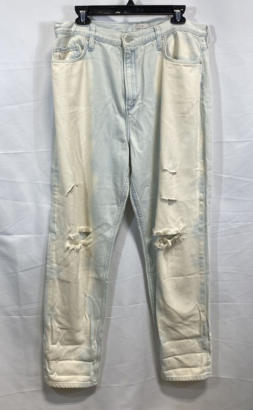 French Connection Women's Jeans Light Wash Bleached Distressed High Rise Sz 10