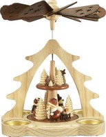 Pyramide Weihnachtsmann und Schneemann H=22Cm NEU Teelichtpyramide Holzpyramide