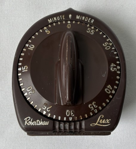 Vintage Robertshaw LUX Minute Minder Kitchen Timer 60 Minutes Brown Working