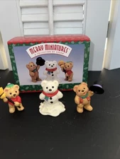 1997 Hallmark Merry Miniatures Snowbear Season 3 Piece Set Snowman & Bears NIB 