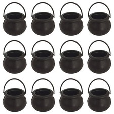 12Pcs Plastic Cauldron Mini Black Witch Cauldron Multi-purposed Novelty Holder