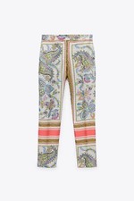 Zara Printed Satin Trousers Multipcoloured 2926/308 Sz L