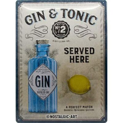 Nostalgic-Art - Bar Küche Retro Blechschild Metallschild 30x40 cm - Gin Tonic