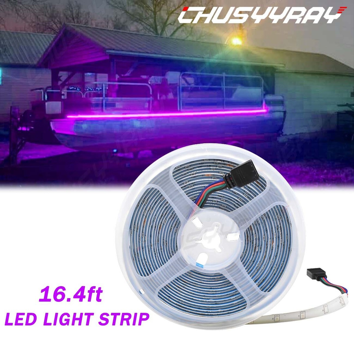 16.4ft Purple Boat Light LED Strip Night Fishing IP68 Waterproof