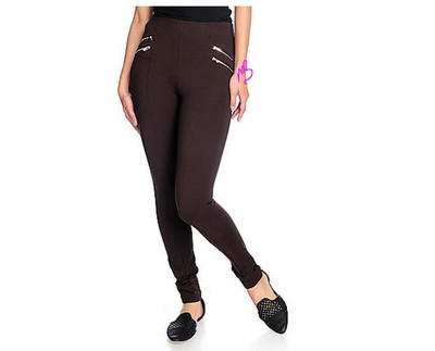 Slimming Options Kate /& Mallory High-Density Zipper Detailed Pull-on Leggings