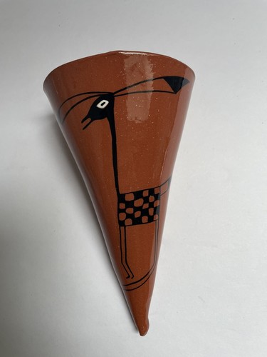 Handgefertigte Keramik Terra Cotta Wandtasche indianische signierte Lynda Pollard