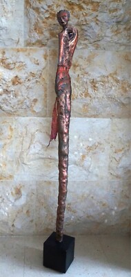 LIN CHRISTOPHER Secrets of the Soul Skinny Wood Mache Sculpture 35'' Signed