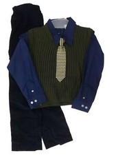Boys 4-Piece Dress Up Outfit Sweater Vest, Tie, Shirt  Corduroy Pants