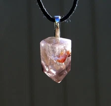 Lithium Quartz with Iron or Hematite Free Form Crystal Stone Pendant Necklace