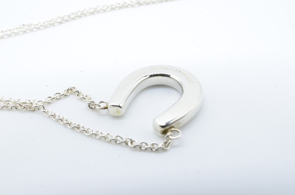 Tiffany & Co 925 Sterling Silver Horseshoe Horse Shoe Pendant Necklace