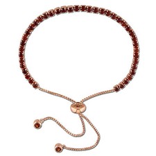 Rose Pink Sterling Silver Adjustable Garnet Tassel Bolo Bracelet