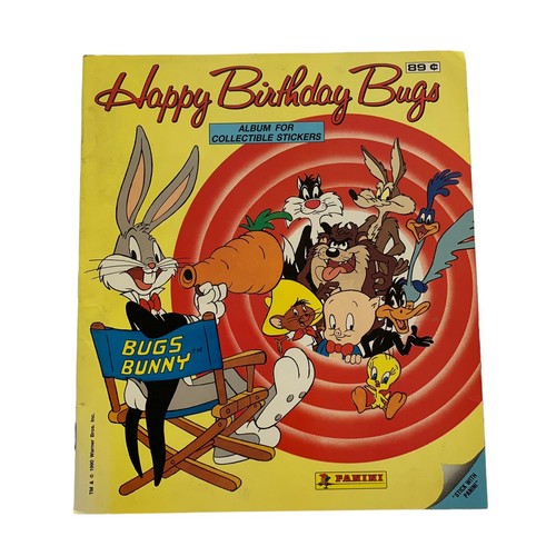 Warner Bros Happy Birthday Bugs Bunny Looney Tunes Panini 1990 Sticker Album - Picture 1 of 7