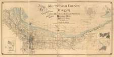12" x 24" 1889 Map of Multnomah County Oregon