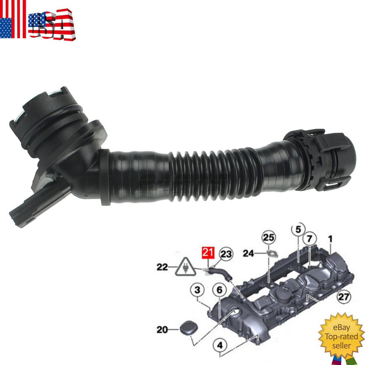 For BMW N55 11127584128 Crankcase Ventilation Vent Hose F25 X4 F26 