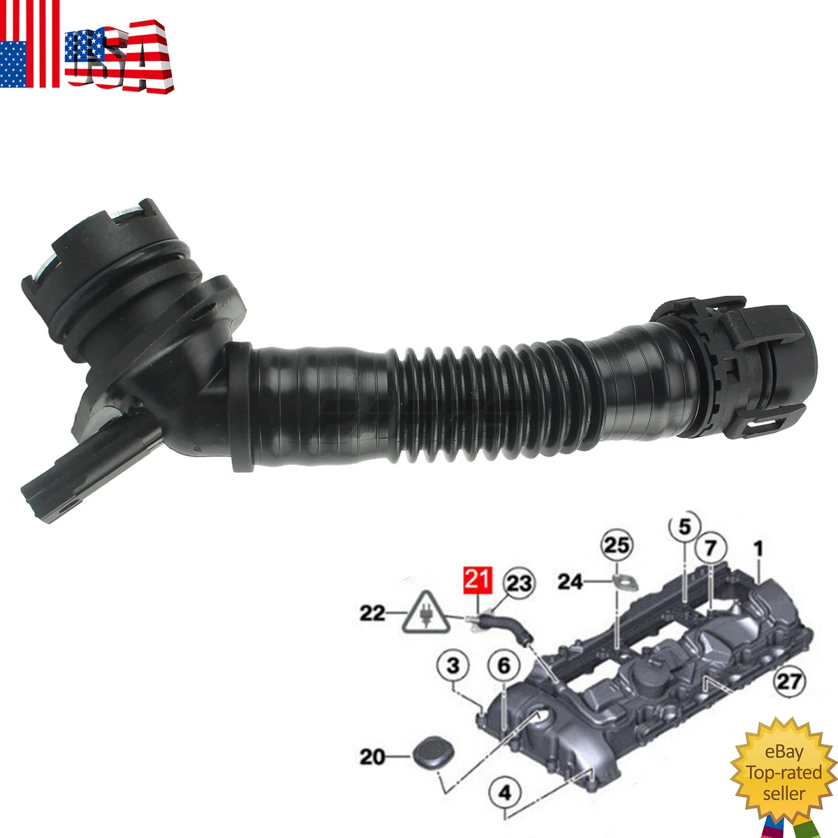 For BMW N55 11127584128 Crankcase Ventilation Vent Hose F25 X4 F26 