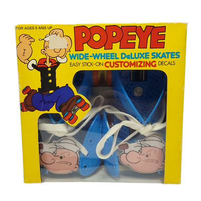 Vintage 1981 Popeye Wide Wheel Deluxe Kids Roller Skates NEW IN BOX Cartoon RARE