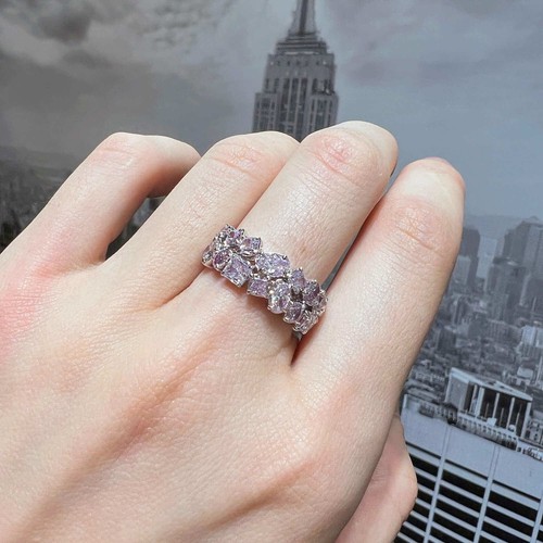 Natural Real Light Pink Diamond Classic Ring 2.82 Ct Mix Cut SI1 18K White Gold - Picture 5 of 8