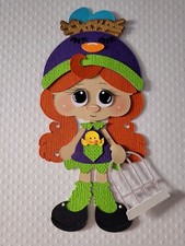 Birdie Girl Red Hair Purple/Green. Scrapbook, Card Making Paper Piecing