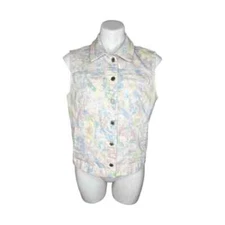 FDJ Pastel Floral Button-Up Vest Size Medium