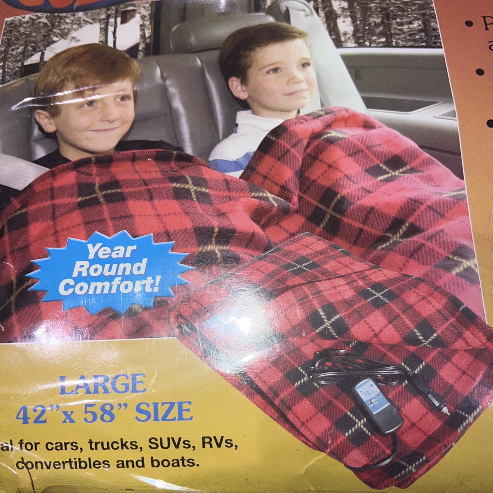 Car Cozy 2 - 12-Volt Heated Travel Blanket Red Plaid 58u0026#034; x 42u0026#034;  with Patented ... | eBay