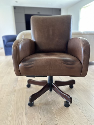 Seven Seas Seating Brown Leather Executive Office Swivel Seat - Picture 3 of 18