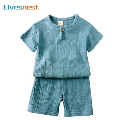 Clothes Girls Summer Boy  Clothing Sets Solid Color Children Clothing 2-7 Years