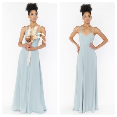 Show Me Your MuMu Faith Maxi Dress in Silver Sage Crisp Princess Cut Size Medium