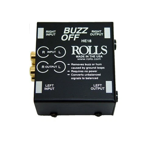 Rolls HE18 Buzz Off 2-Channel Hum and Buzz Remover w/ RCA Male Cable - Image 2 of 3