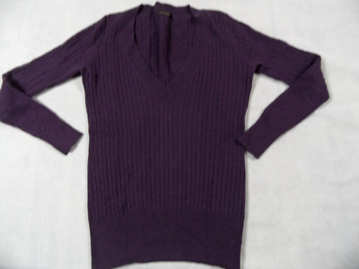 JOE TAFFETA BEAUTIFUL CABLE KNIT JUMPER PLUM CASHMERE? Size L ? Excellent Bi1118