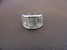 Silver Tone Ring With White Stones Size 7 Made In China Imperfect 