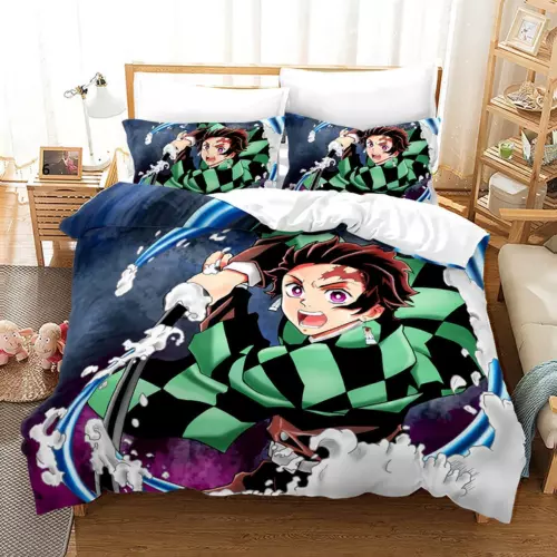 3-teiliges Demon Slayer Bettwäsche-Set Steppdecke Bettbezug Single Double King Size UK - Bild 5 von 49