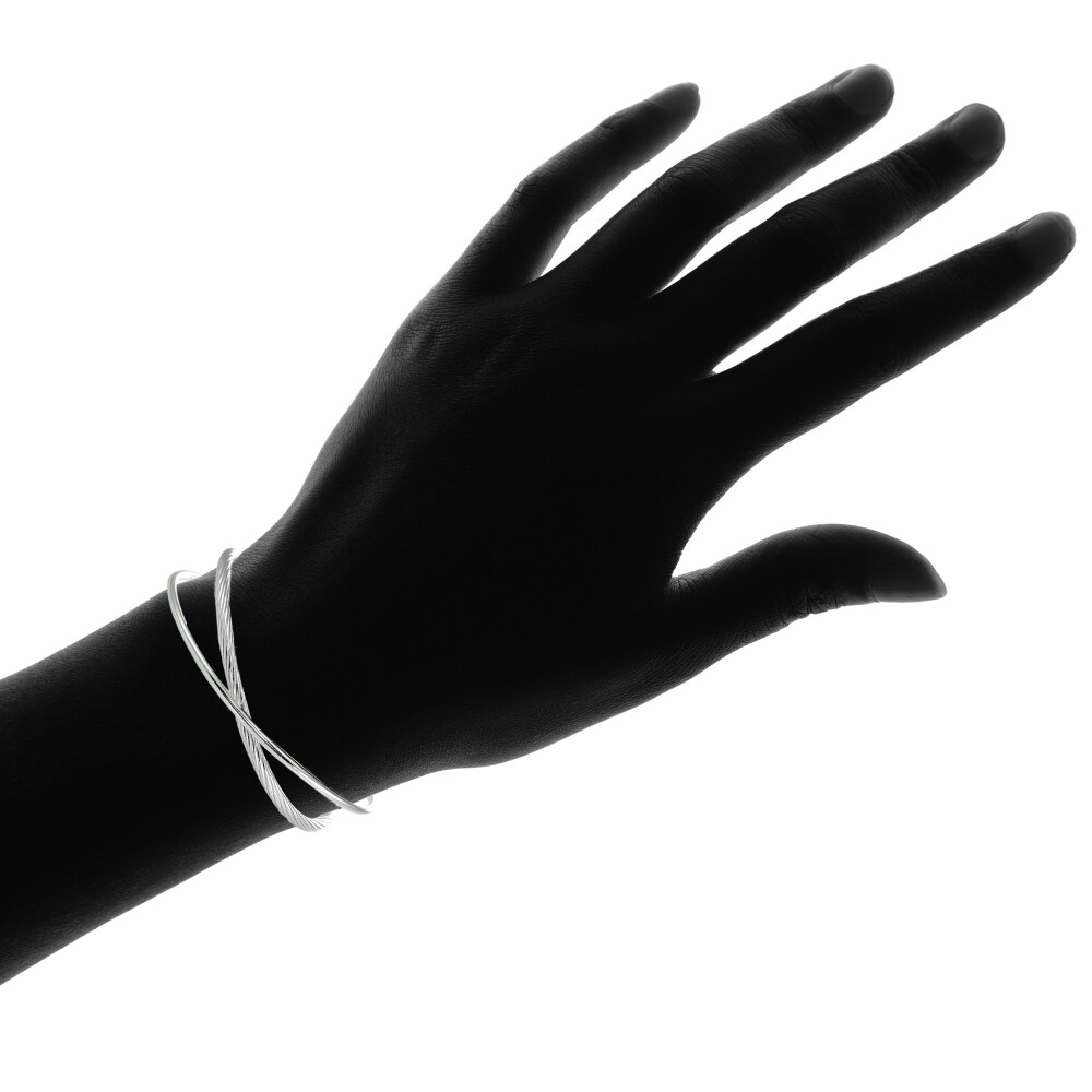 High Polished & Twist Criss Cross Cuff Bangle Bracelet in High Polished & Twist Criss Cross Cuff Bangle Bracelet in