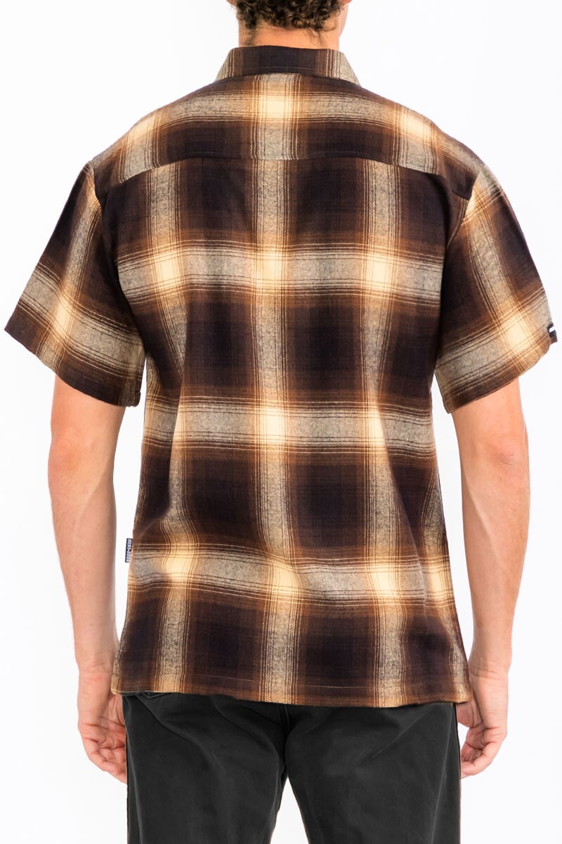 MENS CASUAL SHORT SLEEVE CHECKER SHIRT CLASSIC FLANNEL