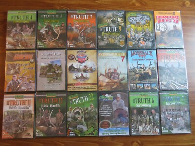 18 NEW HUNTING DVD LOT; DEER. ELK. etc. GUN. BOW. PRIMOS THE TRUTH. etc. Sports.