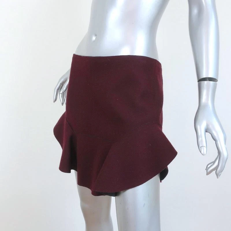 Minifalda Isabel Marant Freja Borgoña Volantes Lana Merino Talla 42 Foto 3 de 4