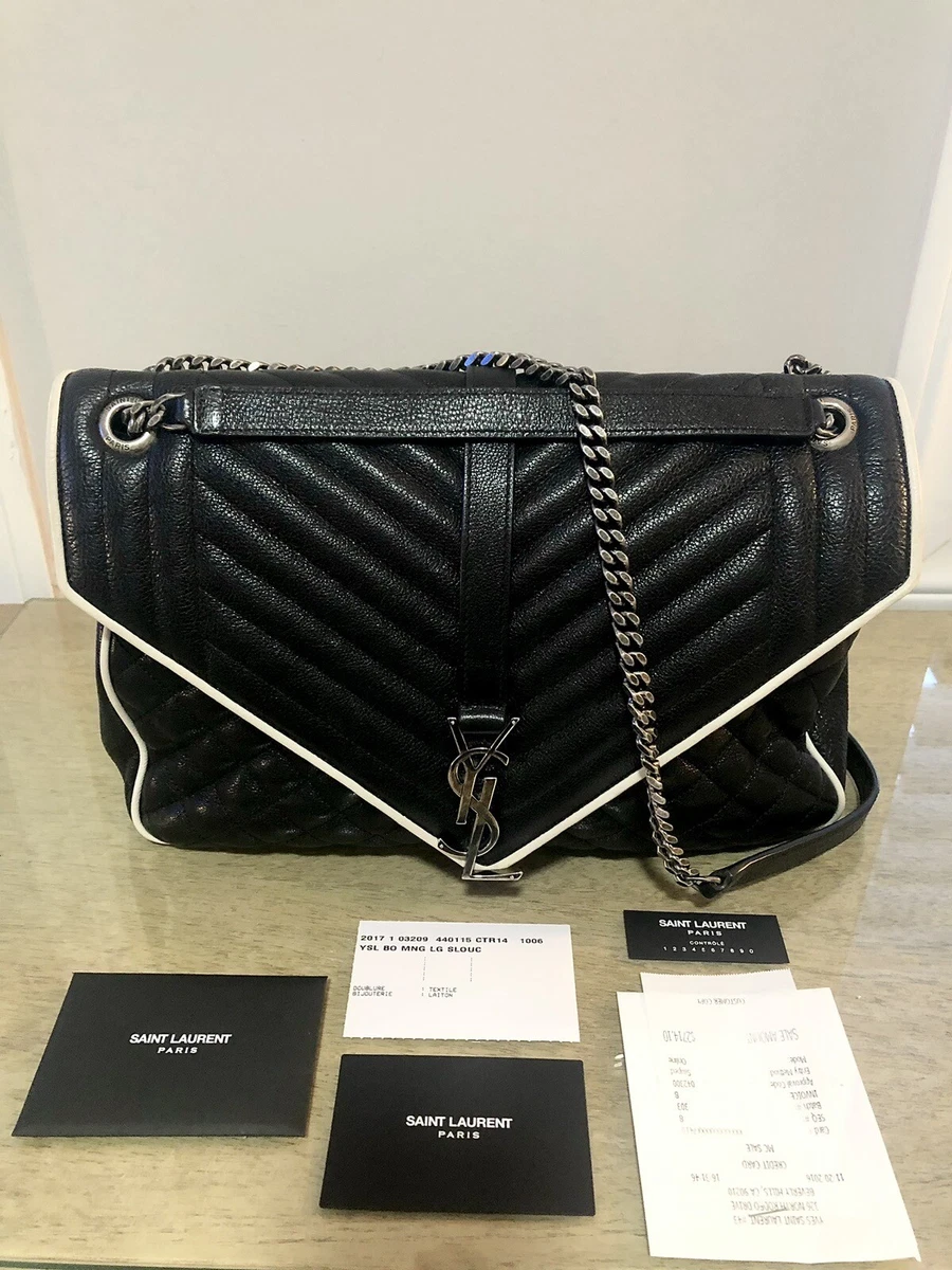 LARGE ENVELOPE IN QUILTED GRAIN DE POUDRE LEATHER, Saint Laurent