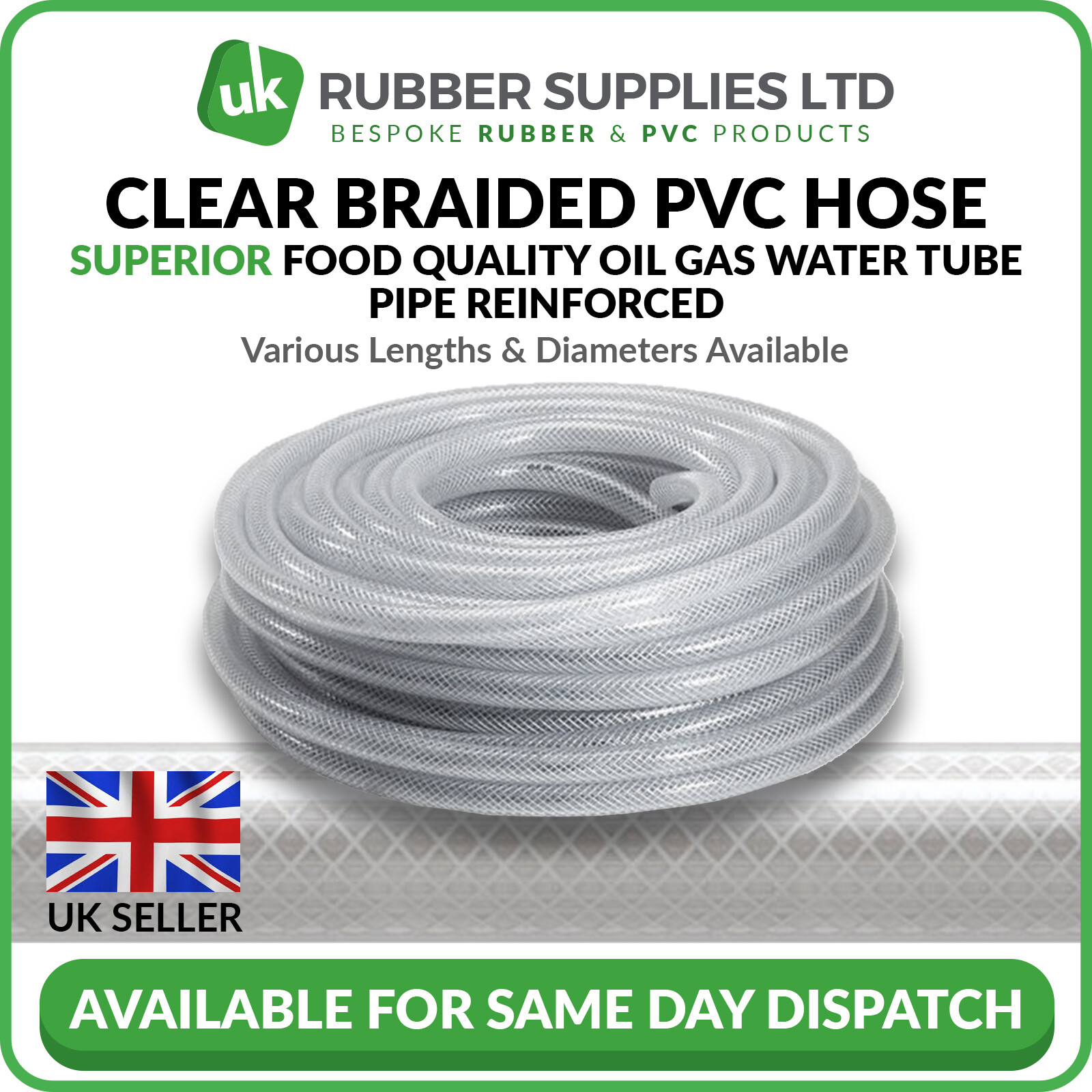 Clear PVC Braided Hose Pipe Superior Food Grade Air Water Oil Reinforced eBay