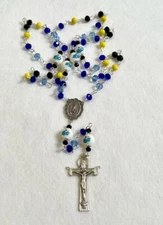 NOVA SOUTHEASTERN SHARKS ROSARY UNIVERSITY NECKLACE JEWELRY GLASS BEAD COLLEGE 