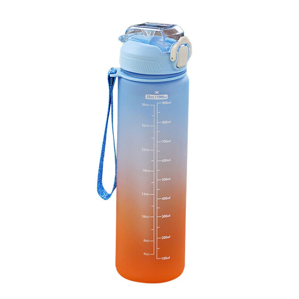 Time Marker 1l Extra Large Sport Bottle With Straw Blue