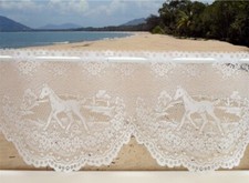 Pferde Kurzgardine ca. 30 * 28 cm B/H Kurzpanneaux Scheibengardinen Bistrogardin