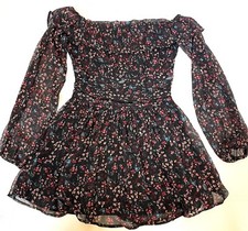 Urban Outfitters Babydoll Dress Floral Black White Pink Lined Size 0