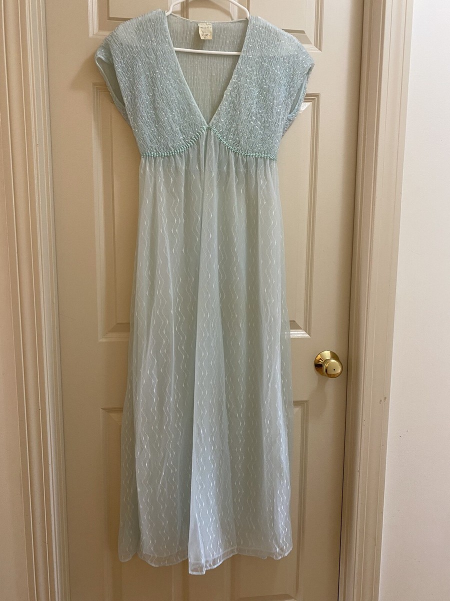 Vintage 70s Donna Richard Gilligan OMalley Light Blue Lingerie Nightgown Shear Vintage 70s Donna Richard Gilligan OMalley Light Blue Lingerie Nightgown Shear