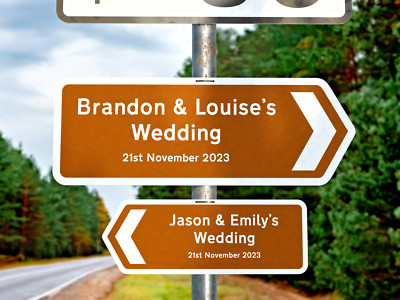 PERSONALISIERTES METALL Hochzeit Richtungsschild, Größenwahl - Event Straßenschild Pfeil
