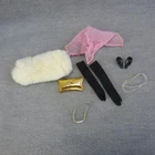 Vintage Barbie Doll Accessory Lot Fur Stole Pink Hanki Gloves 60s Necklace Shoes