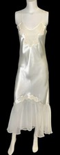 VTG Victoria's Secret Gold Label Satin Lace Slip Dress S Ivory Chiffon Nightgown