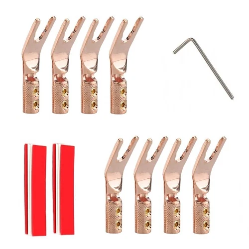 8pcs Gold/Rhodium Plated Copper Y Spade Connector HIFI Speaker Cable Banana Plug - Picture 7 of 25