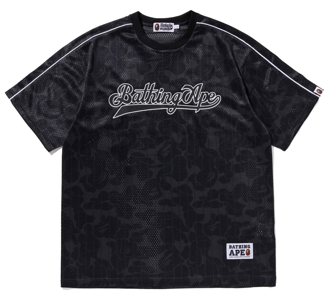 A Bathing Ape ベースボールジャージ 93 Majestic A BATHING APE Men's CAMO STRIPE BASEBALL LOGO RELAXED FIT