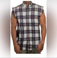 Men  s Sleeveless Cotton Flannel Shirt, size L
