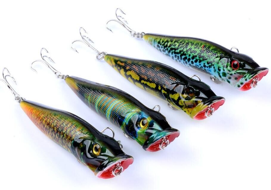 4PCS Popper Fishing Lure 9.5cm 3.7in Crankbait Artificial Hard Swimbait Trolling - Image 4