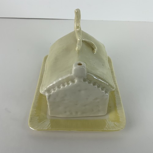 Belleek Irish Cottage House Covered Porcelain Vintage Butter Dish Brown